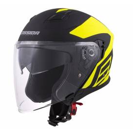 Jet Tech Corso helmet, CASSIDA (matt black / yellow fluo)