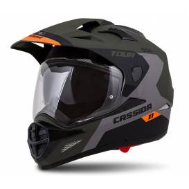 Tour 1.1 Specter helmet, CASSIDA (green army matt / gray / orange / black, plexiglass with preparation for Pinlock)