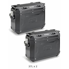 Set of side cases K-FORCE - 37l, KAPPA (black, aluminum, 49,5x38,7x24,6 cm)