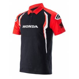 Tričko s golierikom HONDA 2021, ALPINESTARS (červená / čierna)
