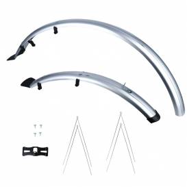 Front/rear ATP CITY fender set for use on 26" wheels, OXFORD (silver, width 60 mm, incl. anchor struts)
