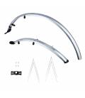 HYBRID front/rear mudguard kit for use on 700C wheels/tyres, OXFORD (silver, width 46mm, incl. anchor struts)