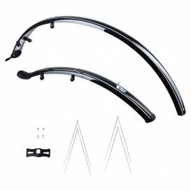HYBRID front/rear mudguard kit for use on 700C wheels/tyres, OXFORD (black, width 46mm, incl. anchor struts)