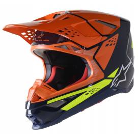 Helmet SUPERTECH S-M8 FACTORY 2023, ALPINESTARS (dark blue/orange/yellow fluo glossy)