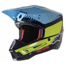 Helmet S-M5 SPEED 2023, ALPINESTARS (black/fluo yellow/light blue glossy)