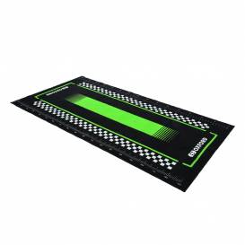 Textilný koberec pod motocykel PITLANE GREEN L, OXFORD (zelená/čierna, rozmer 200 x 100 cm, spĺňajúci predpisy FIM)