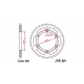 Oceľová rozeta pre sekundárne reťaze typu 520, JT (39 zubov)