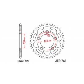 Oceľová rozeta pre sekundárne reťaze typu 520, JT (43 zubov)