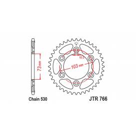 Oceľová rozeta pre sekundárne reťaze typu 530, JT (43 zubov)