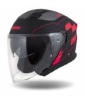 Jet Tech RoxoR Helmet, CASSIDA (Matte Black/Fluo Red/Grey) 2023