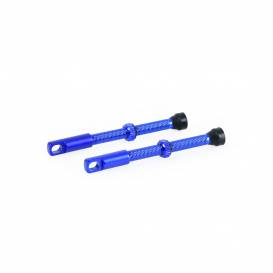 Valve for tubeless applications, OXFORD (blue, incl. caps, aluminum alloy, length 60 mm)