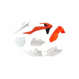 Set of plastics KTM, RTECH (orange-white, 6 parts, incl. left air filter cover)