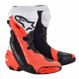 Boots SUPERTECH R VENTED, ALPINESTARS (black/white/red fluo, perforated lining) 2023