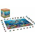 Wooden City dřevěné puzzle - Veselí delfíni XL