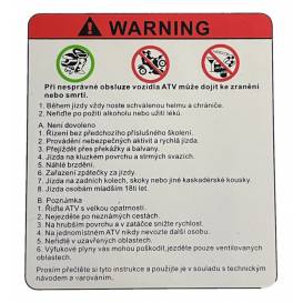 ATV warning sticker