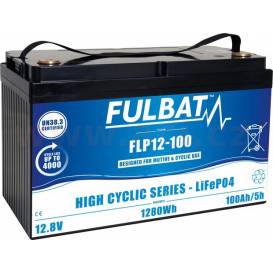 Lithiová baterie  LiFePO4  FLP12-100  FULBAT 12,8V, 100Ah, 1280Wh, hmotnost 12,55 kg, 326x173x212