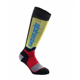 Ponožky MX PLUS, ALPINESTARS, dětské (černá/červená fluo/žlutá fluo/modrá) 2024